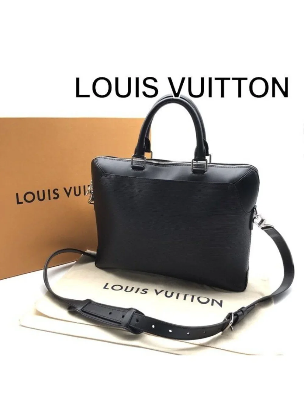 Louis Vuitton Oliva Briefcase Epi Leather Black 2-Way